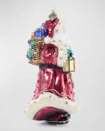 Image 5 of 6: Jay Strongwater Bountiful Santa Glass Christmas Ornament