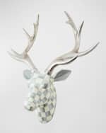 Image 1 of 3: MacKenzie-Childs Sterling Check Small Deer Head Wall Decor
