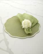 Image 5 of 5: Deborah Rhodes Piped Round Scallop Placemats, Set of 4