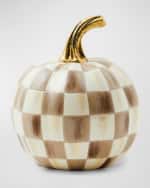 Image 1 of 2: MacKenzie-Childs Mocha Check Mini Pumpkin, 8.4"