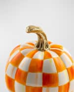 Image 2 of 2: MacKenzie-Childs Orange Check Mini Pumpkin, 8.5"