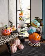 Image 2 of 2: MacKenzie-Childs  Bubblegum Pink Check Small Pumpkin
