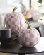 Image 1 of 2: MacKenzie-Childs Bubblegum Pink Check Mini Pumpkin
