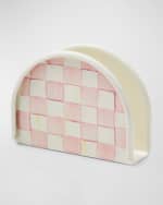 Image 1 of 2: MacKenzie-Childs Rosy Check Enamel Napkin Holder