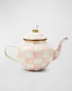 Image 1 of 4: MacKenzie-Childs Rosy Check Enamel Teapot, 4 Cup