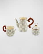 Image 2 of 3: MacKenzie-Childs Sterling Check Stackable Coffee Set