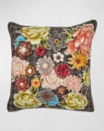 Image 1 of 3: MacKenzie-Childs Field Study Embroidered Throw Pillow, 20" Square