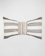 Image 1 of 2: MacKenzie-Childs Sterling Stripe Bow Throw Pillow, 11" x 20"