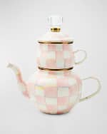 Image 1 of 3: MacKenzie-Childs Rosy Check Enamel High Tea Set