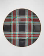 Image 1 of 2: MacKenzie-Childs Tartan Black Dinner Plate