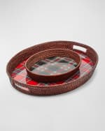 Image 2 of 6: MacKenzie-Childs Tartan Rattan Small Serving Tray