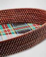 Image 3 of 6: MacKenzie-Childs Tartan Rattan Small Serving Tray