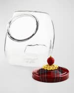 Image 3 of 4: MacKenzie-Childs Cookie Jar with Red Tartan Lid