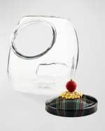 Image 2 of 2: MacKenzie-Childs Cookie Jar with Black Tartan Lid
