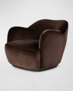 Image 1 of 9: Four Hands Julius Velvet Swivel Chair