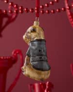 Image 2 of 3: Joy To The World Collectibles Wheaten Terrier W/ Gray Peacoat Christmas Ornament