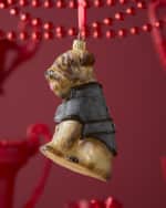 Image 3 of 3: Joy To The World Collectibles Wheaten Terrier W/ Gray Peacoat Christmas Ornament