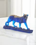 Image 1 of 4: Daum Leopard Leaded Crystal Statue