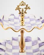Image 3 of 4: MacKenzie-Childs Plum Check Fluted Ceramic Three-Tier Sweet Stand