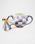 Image 3 of 4: MacKenzie-Childs Plum Check Ceramic Sugar Bowl with Lid