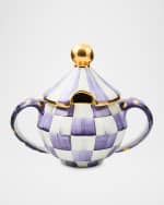 Image 1 of 4: MacKenzie-Childs Plum Check Ceramic Sugar Bowl with Lid