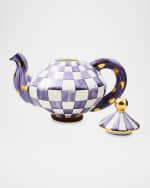 Image 3 of 3: MacKenzie-Childs Plum Check Ceramic Teapot
