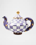 Image 1 of 3: MacKenzie-Childs Plum Check Ceramic Teapot