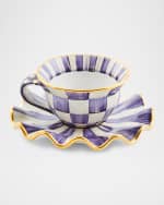 Image 4 of 5: MacKenzie-Childs Plum Check Ceramic Teacup