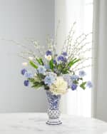 Image 1 of 2: John-Richard Collection Blue Mist 39" Faux Floral Arrangement in Glass Vase