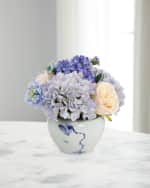 Image 1 of 2: John-Richard Collection Chinoiserie Blue 12" Faux Floral Arrangement in Porcelain Bowl