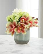 Image 1 of 2: John-Richard Collection Orchid Spice 11" Faux Floral Arrangement in Glass Vase