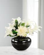 Image 1 of 2: John-Richard Collection Thistle & Dahlias 20" Faux Floral Arrangement in Glazed Vase