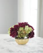 Image 1 of 2: John-Richard Collection Plum Pudding 12" Faux Floral Arrangement in Glass Bowl