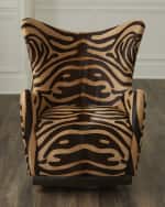 Image 2 of 6: Massoud Myan Hair on Hide Swivel Wing Chair