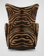 Image 3 of 6: Massoud Myan Hair on Hide Swivel Wing Chair