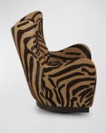 Image 4 of 6: Massoud Myan Hair on Hide Swivel Wing Chair