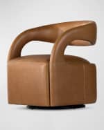 Image 3 of 7: Four Hands Hawkins Leather Swivel Chair