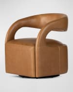 Image 1 of 7: Four Hands Hawkins Leather Swivel Chair
