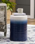 Image 3 of 4: Surya Waverly Outdoor Stool, Denim
