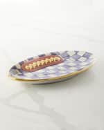 Image 3 of 3: MacKenzie-Childs Plum Check Football Platter
