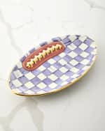 Image 1 of 3: MacKenzie-Childs Plum Check Football Platter