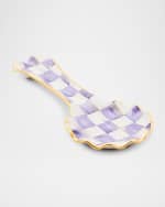 Image 3 of 4: MacKenzie-Childs Plum Check Ceramic Spoon Rest