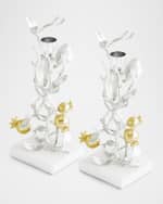 Image 2 of 4: Michael Aram Pomegranate Silver & Gold Candleholders with 24K Goldplate, Set of 2