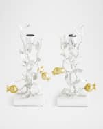 Image 1 of 4: Michael Aram Pomegranate Silver & Gold Candleholders with 24K Goldplate, Set of 2