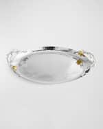 Image 2 of 5: Michael Aram Pomegranate Silver & Gold Oval Tray with 24K Goldplate