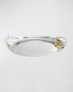 Image 1 of 5: Michael Aram Pomegranate Silver & Gold Oval Tray with 24K Goldplate