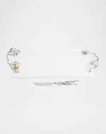 Image 2 of 6: Michael Aram Pomegranate Silver & Gold Cheeseboard with Spreader