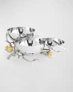 Image 1 of 6: Michael Aram Pomegranate Silver & Gold Triple Bowl