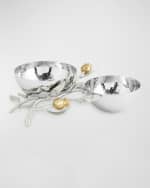 Image 3 of 6: Michael Aram  Pomegranate Silver & Gold Double Bowl