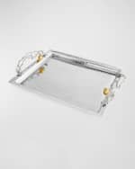 Image 3 of 6: Michael Aram Pomegranate Silver & Gold Serving Tray with 24K Goldplate